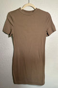 SHEIN Women’s Light Brown Body Con Dress Short Sleeve Size L