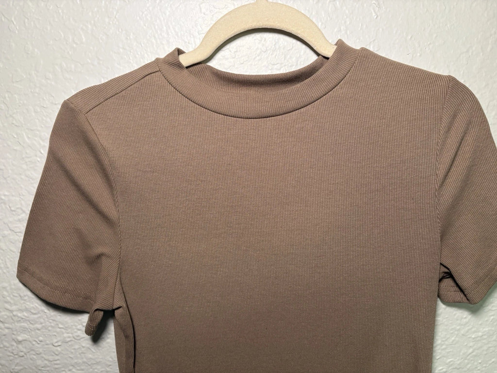 SHEIN Women’s Light Brown Body Con Dress Short Sleeve Size L