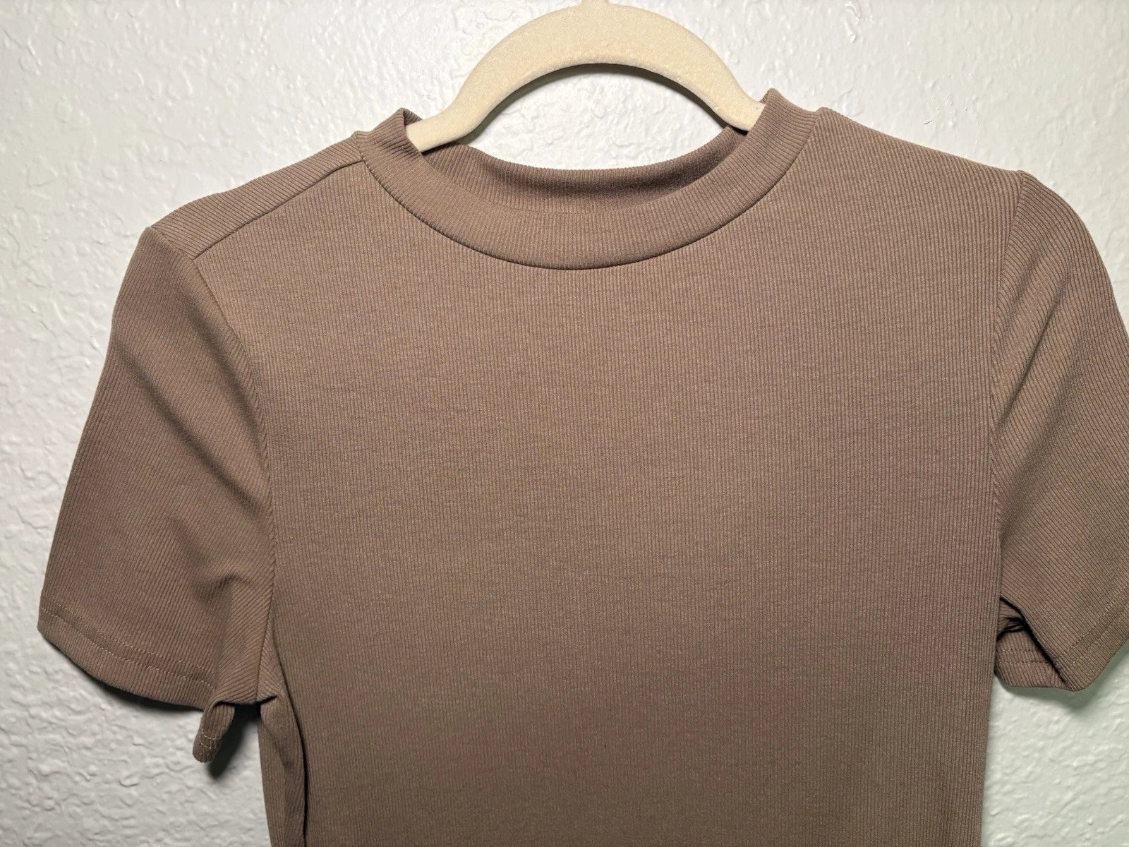 SHEIN Women’s Light Brown Body Con Dress Short Sleeve Size L