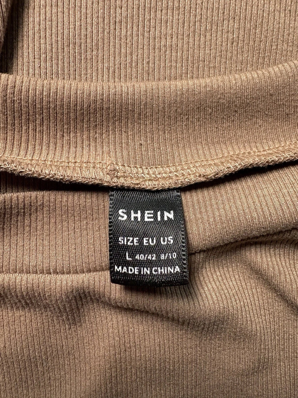 SHEIN Women’s Light Brown Body Con Dress Short Sleeve Size L