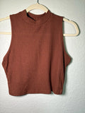 SHEIN WOMEN MOCKNECK BURNT ORANGE SLEEVELESS CROP TOP SIZE L