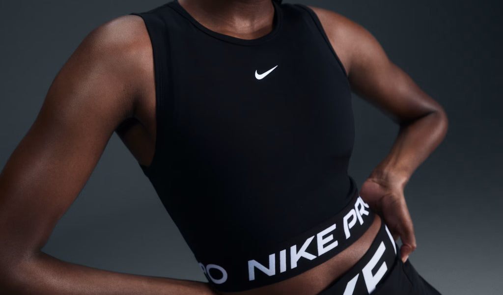 BLACK NIKE PRO DRI FIT CROP TOP SZ L