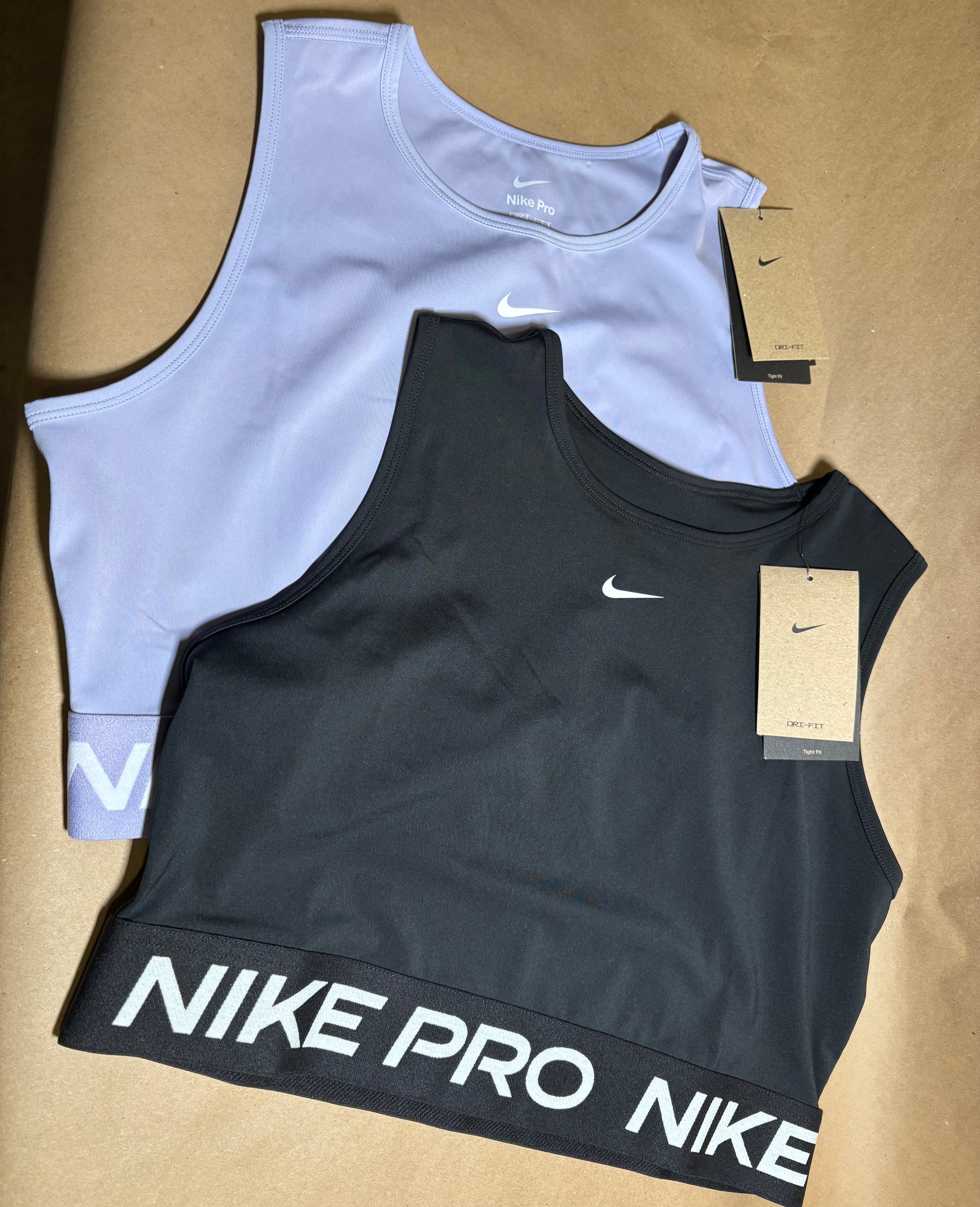 BLACK NIKE PRO DRI FIT CROP TOP SZ L