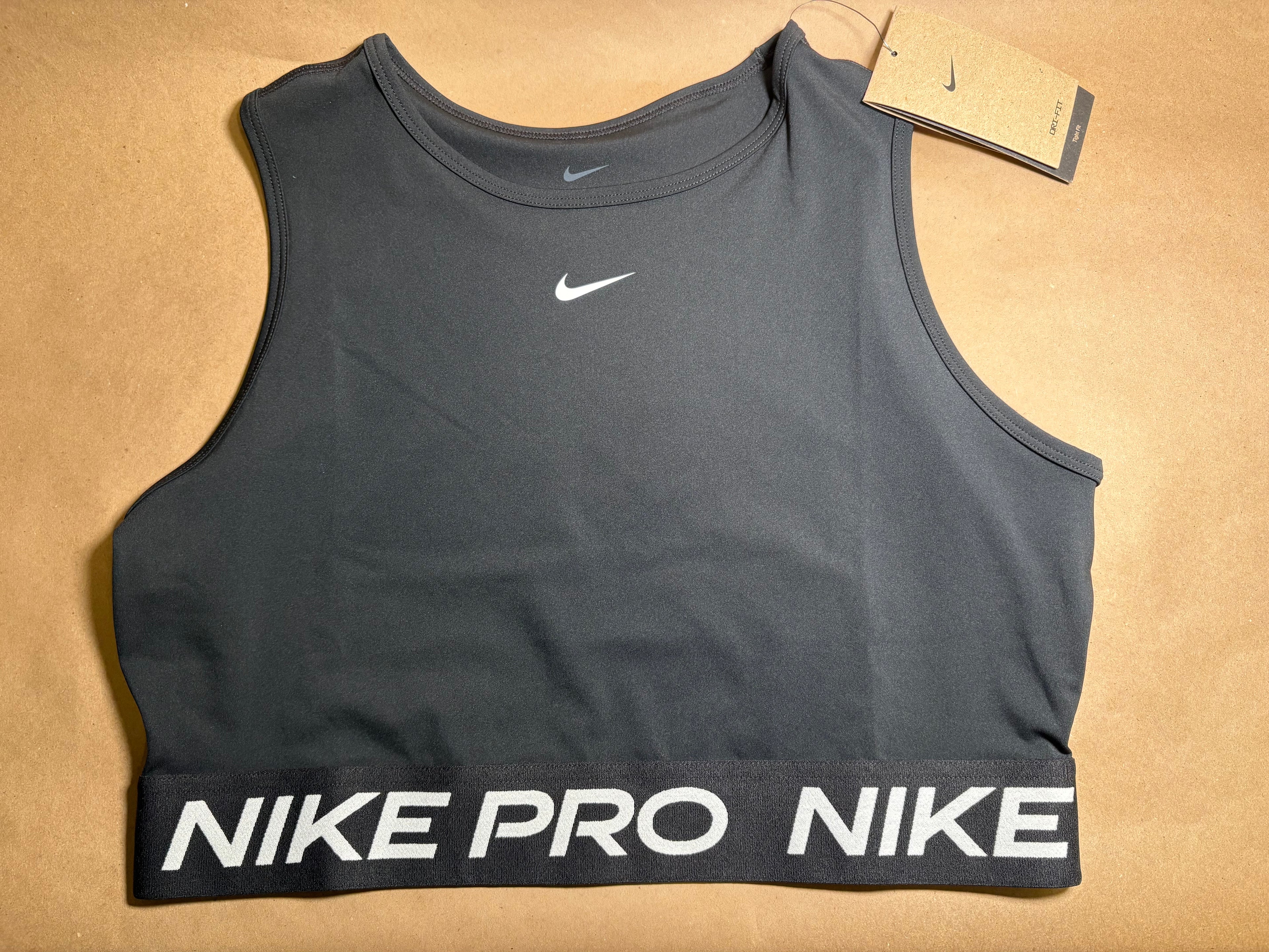 BLACK NIKE PRO DRI FIT CROP TOP SZ L