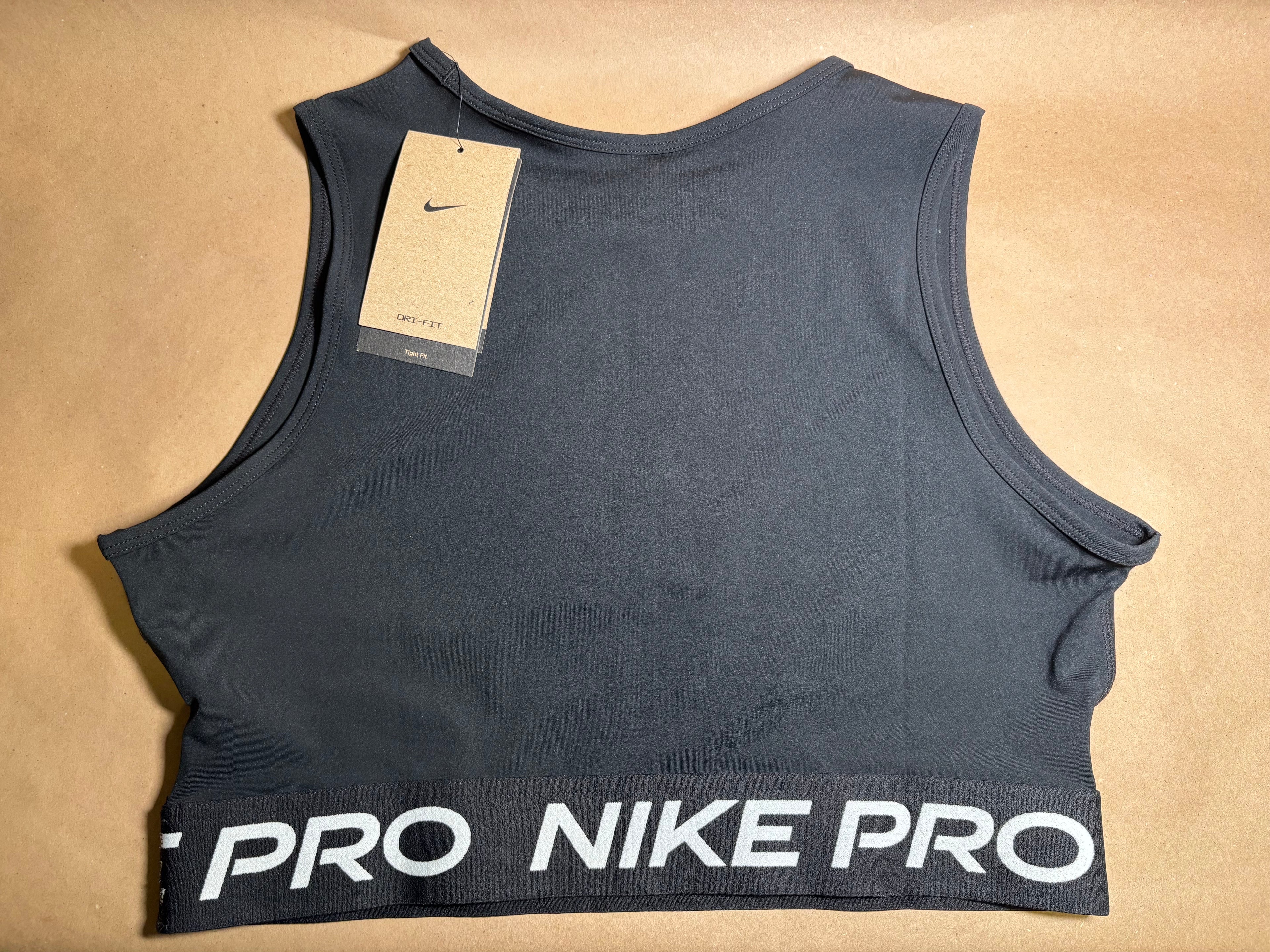 BLACK NIKE PRO DRI FIT CROP TOP SZ L