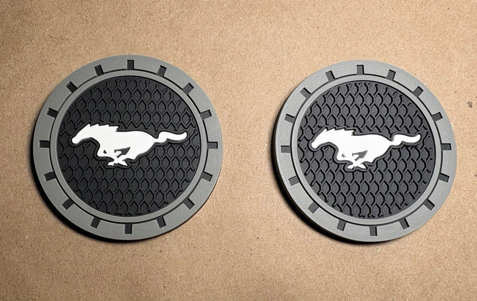 Set Of 2 Cup Mat Car Drink Holder Insert Silicone Coaster Set for Ford Mustang